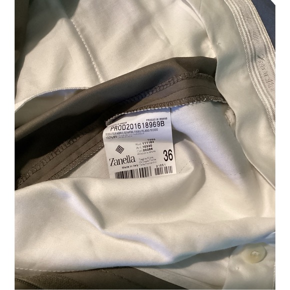 Zanella Todd Flat Front Dark Khaki Wool 36 x 28 (+3) - Picture 4 of 4